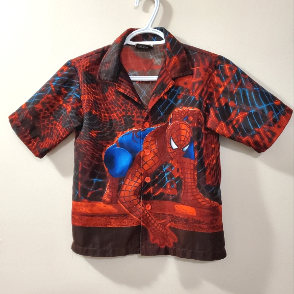Spiderman 2 - Vintage 00s kids polyester button-up shirt - Size 6